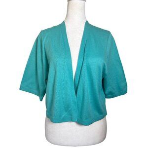 Fresh Produce Bolero Cropped Knit Cardigan‎ Sweater Turquoise Size 1X NWT $75